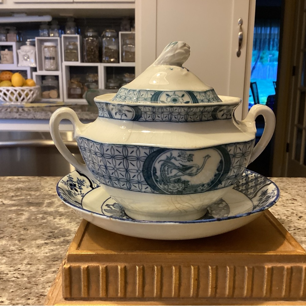 Vintage Blue and White Soup Tureen Set